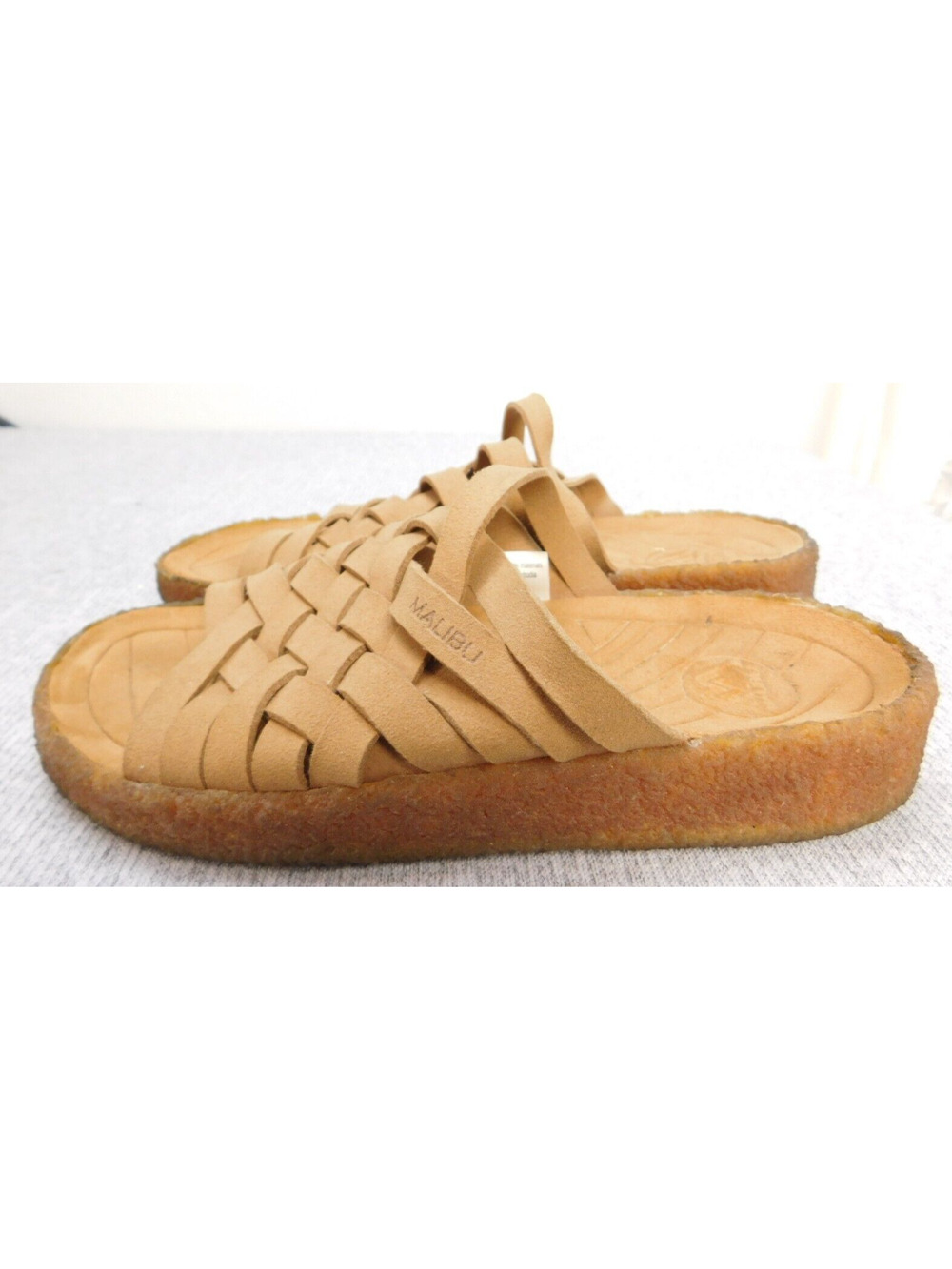 Malibu Sandals Men's 6 Zuma Slide Leather Whiskey/Gum Rubber Women 7